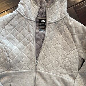 The North Face Light Gray Quilted Zip Hoodie
